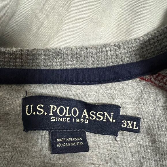 US Polo Assn. T-shirt Long Sleeve Cotton Red Gray Size 3XL - Picture 3 of 6